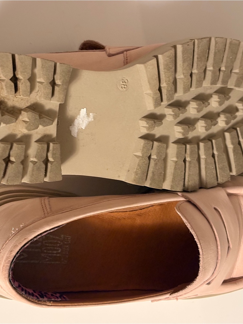 Miz Mooz Blush Pink Leather Platform Penny Loafers - Picture 6 of 8